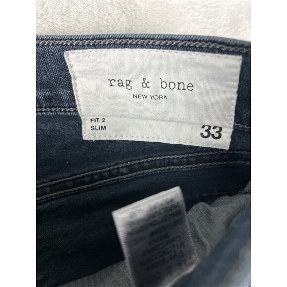 Rag & Bone Fit 2 Slim Jeans Mens Size 33 Dark Blue Denim Straight - Picture 4 of 9